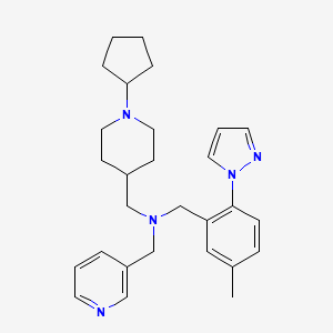 molecular formula C28H37N5 B5111617 1-(1-cyclopentyl-4-piperidinyl)-N-[5-methyl-2-(1H-pyrazol-1-yl)benzyl]-N-(3-pyridinylmethyl)methanamine 