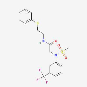 molecular formula C18H19F3N2O3S2 B5111626 N~2~-(methylsulfonyl)-N~1~-[2-(phenylthio)ethyl]-N~2~-[3-(trifluoromethyl)phenyl]glycinamide 