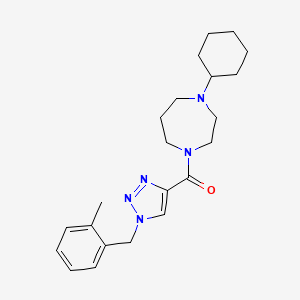 molecular formula C22H31N5O B5111649 1-cyclohexyl-4-{[1-(2-methylbenzyl)-1H-1,2,3-triazol-4-yl]carbonyl}-1,4-diazepane 