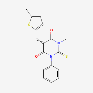 molecular formula C17H14N2O2S2 B5111708 1-methyl-5-[(5-methyl-2-thienyl)methylene]-3-phenyl-2-thioxodihydro-4,6(1H,5H)-pyrimidinedione 