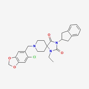 8-[(6-chloro-1,3-benzodioxol-5-yl)methyl]-3-(2,3-dihydro-1H-inden-2-yl)-1-ethyl-1,3,8-triazaspiro[4.5]decane-2,4-dione