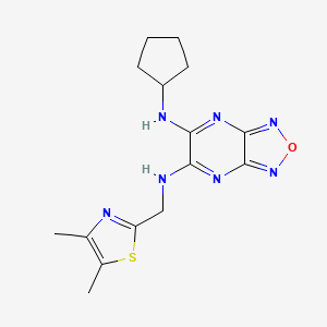 molecular formula C15H19N7OS B5111789 N-cyclopentyl-N'-[(4,5-dimethyl-1,3-thiazol-2-yl)methyl][1,2,5]oxadiazolo[3,4-b]pyrazine-5,6-diamine 