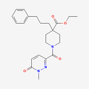 molecular formula C23H29N3O4 B5111790 ethyl 1-[(1-methyl-6-oxo-1,6-dihydro-3-pyridazinyl)carbonyl]-4-(3-phenylpropyl)-4-piperidinecarboxylate 