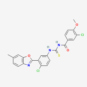 molecular formula C23H17Cl2N3O3S B5111796 3-chloro-N-({[4-chloro-3-(6-methyl-1,3-benzoxazol-2-yl)phenyl]amino}carbonothioyl)-4-methoxybenzamide 