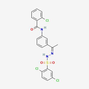 molecular formula C21H16Cl3N3O3S B5111836 2-chloro-N-(3-{N-[(2,5-dichlorophenyl)sulfonyl]ethanehydrazonoyl}phenyl)benzamide 