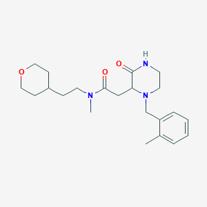 molecular formula C22H33N3O3 B5111863 N-methyl-2-[1-(2-methylbenzyl)-3-oxo-2-piperazinyl]-N-[2-(tetrahydro-2H-pyran-4-yl)ethyl]acetamide 