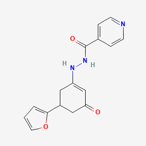 molecular formula C16H15N3O3 B5111876 N'-[5-(2-furyl)-3-oxo-1-cyclohexen-1-yl]isonicotinohydrazide 