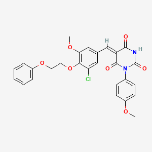 molecular formula C27H23ClN2O7 B5111878 5-[3-chloro-5-methoxy-4-(2-phenoxyethoxy)benzylidene]-1-(4-methoxyphenyl)-2,4,6(1H,3H,5H)-pyrimidinetrione 