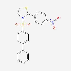 molecular formula C21H18N2O4S2 B5111913 3-(4-biphenylylsulfonyl)-2-(4-nitrophenyl)-1,3-thiazolidine 