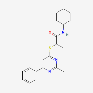 molecular formula C20H25N3OS B5111927 N-cyclohexyl-2-[(2-methyl-6-phenyl-4-pyrimidinyl)thio]propanamide 