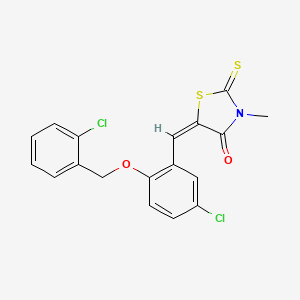 molecular formula C18H13Cl2NO2S2 B5111929 5-{5-chloro-2-[(2-chlorobenzyl)oxy]benzylidene}-3-methyl-2-thioxo-1,3-thiazolidin-4-one 