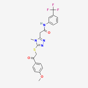 molecular formula C21H19F3N4O3S B5111952 2-(5-{[2-(4-methoxyphenyl)-2-oxoethyl]thio}-4-methyl-4H-1,2,4-triazol-3-yl)-N-[3-(trifluoromethyl)phenyl]acetamide 