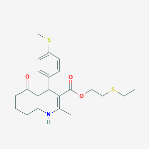molecular formula C22H27NO3S2 B5111995 2-(ethylthio)ethyl 2-methyl-4-[4-(methylthio)phenyl]-5-oxo-1,4,5,6,7,8-hexahydro-3-quinolinecarboxylate 