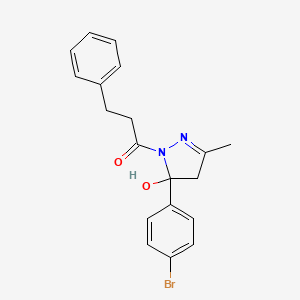molecular formula C19H19BrN2O2 B5112010 5-(4-bromophenyl)-3-methyl-1-(3-phenylpropanoyl)-4,5-dihydro-1H-pyrazol-5-ol 