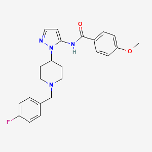 molecular formula C23H25FN4O2 B5112041 N-{1-[1-(4-fluorobenzyl)-4-piperidinyl]-1H-pyrazol-5-yl}-4-methoxybenzamide 