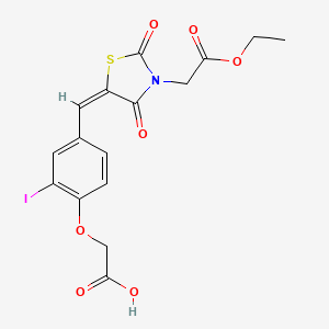 molecular formula C16H14INO7S B5112088 (4-{[3-(2-ethoxy-2-oxoethyl)-2,4-dioxo-1,3-thiazolidin-5-ylidene]methyl}-2-iodophenoxy)acetic acid 
