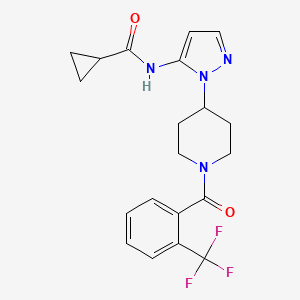 molecular formula C20H21F3N4O2 B5112112 N-(1-{1-[2-(trifluoromethyl)benzoyl]-4-piperidinyl}-1H-pyrazol-5-yl)cyclopropanecarboxamide 