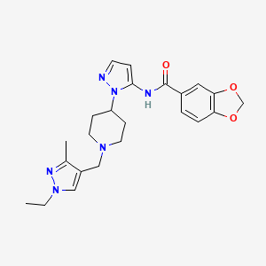 molecular formula C23H28N6O3 B5112156 N-(1-{1-[(1-ethyl-3-methyl-1H-pyrazol-4-yl)methyl]-4-piperidinyl}-1H-pyrazol-5-yl)-1,3-benzodioxole-5-carboxamide 