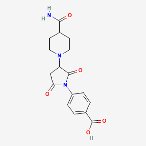 molecular formula C17H19N3O5 B5112199 4-{3-[4-(aminocarbonyl)-1-piperidinyl]-2,5-dioxo-1-pyrrolidinyl}benzoic acid 