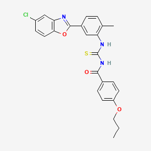 molecular formula C25H22ClN3O3S B5112336 N-({[5-(5-chloro-1,3-benzoxazol-2-yl)-2-methylphenyl]amino}carbonothioyl)-4-propoxybenzamide 