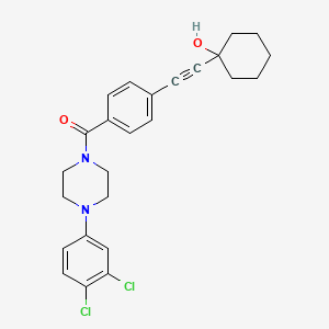 molecular formula C25H26Cl2N2O2 B5112351 1-[(4-{[4-(3,4-dichlorophenyl)-1-piperazinyl]carbonyl}phenyl)ethynyl]cyclohexanol 