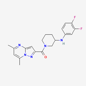 molecular formula C20H21F2N5O B5112487 N-(3,4-difluorophenyl)-1-[(5,7-dimethylpyrazolo[1,5-a]pyrimidin-2-yl)carbonyl]-3-piperidinamine 