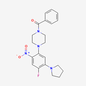 molecular formula C21H23FN4O3 B5112493 1-benzoyl-4-[4-fluoro-2-nitro-5-(1-pyrrolidinyl)phenyl]piperazine 