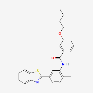 molecular formula C26H26N2O2S B5112505 N-[5-(1,3-benzothiazol-2-yl)-2-methylphenyl]-3-(3-methylbutoxy)benzamide 