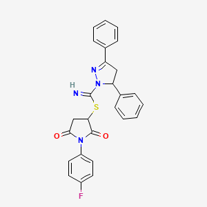 molecular formula C26H21FN4O2S B5112532 1-(4-fluorophenyl)-2,5-dioxo-3-pyrrolidinyl 3,5-diphenyl-4,5-dihydro-1H-pyrazole-1-carbimidothioate 