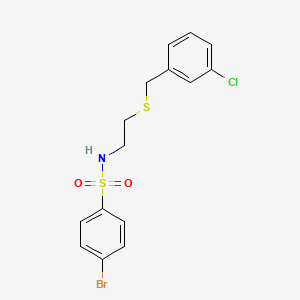 molecular formula C15H15BrClNO2S2 B5112538 4-bromo-N-{2-[(3-chlorobenzyl)thio]ethyl}benzenesulfonamide 