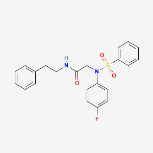 molecular formula C22H21FN2O3S B5112543 N~2~-(4-fluorophenyl)-N~1~-(2-phenylethyl)-N~2~-(phenylsulfonyl)glycinamide 