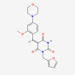 molecular formula C21H21N3O6 B5112572 1-(2-furylmethyl)-5-[2-methoxy-4-(4-morpholinyl)benzylidene]-2,4,6(1H,3H,5H)-pyrimidinetrione 