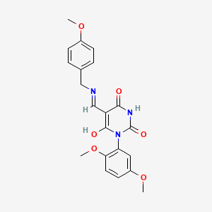 molecular formula C21H21N3O6 B5112589 1-(2,5-dimethoxyphenyl)-5-{[(4-methoxybenzyl)amino]methylene}-2,4,6(1H,3H,5H)-pyrimidinetrione 