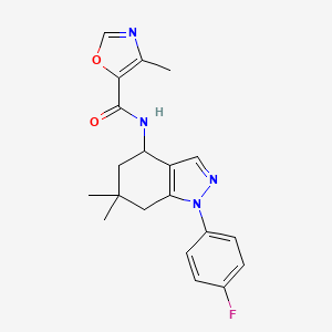 molecular formula C20H21FN4O2 B5112595 N-[1-(4-fluorophenyl)-6,6-dimethyl-4,5,6,7-tetrahydro-1H-indazol-4-yl]-4-methyl-1,3-oxazole-5-carboxamide 