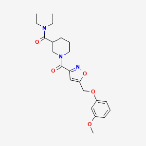 molecular formula C22H29N3O5 B5112616 N,N-diethyl-1-({5-[(3-methoxyphenoxy)methyl]-3-isoxazolyl}carbonyl)-3-piperidinecarboxamide 