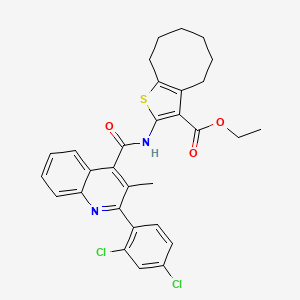 molecular formula C30H28Cl2N2O3S B5112621 ethyl 2-({[2-(2,4-dichlorophenyl)-3-methyl-4-quinolinyl]carbonyl}amino)-4,5,6,7,8,9-hexahydrocycloocta[b]thiophene-3-carboxylate 