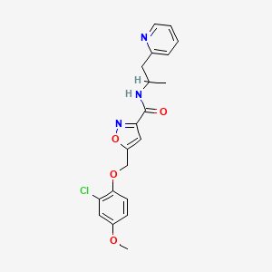 molecular formula C20H20ClN3O4 B5112643 5-[(2-chloro-4-methoxyphenoxy)methyl]-N-[1-methyl-2-(2-pyridinyl)ethyl]-3-isoxazolecarboxamide 