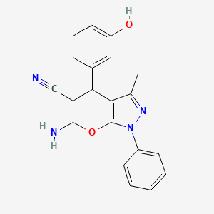 6-amino-4-(3-hydroxyphenyl)-3-methyl-1-phenyl-1,4-dihydropyrano[2,3-c]pyrazole-5-carbonitrile