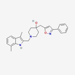 molecular formula C26H29N3O2 B5112748 1-[(3,7-dimethyl-1H-indol-2-yl)methyl]-4-[(3-phenyl-5-isoxazolyl)methyl]-4-piperidinol 