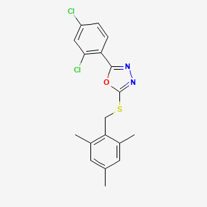molecular formula C18H16Cl2N2OS B5112757 2-(2,4-dichlorophenyl)-5-[(mesitylmethyl)thio]-1,3,4-oxadiazole 