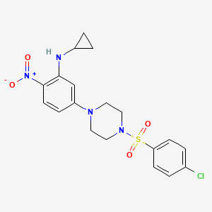 molecular formula C19H21ClN4O4S B5112793 (5-{4-[(4-chlorophenyl)sulfonyl]-1-piperazinyl}-2-nitrophenyl)cyclopropylamine 