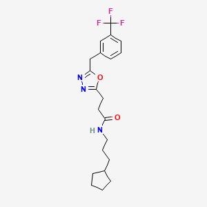 molecular formula C21H26F3N3O2 B5112887 N-(3-cyclopentylpropyl)-3-{5-[3-(trifluoromethyl)benzyl]-1,3,4-oxadiazol-2-yl}propanamide 