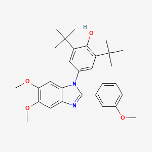 molecular formula C30H36N2O4 B5112923 2,6-di-tert-butyl-4-[5,6-dimethoxy-2-(3-methoxyphenyl)-1H-benzimidazol-1-yl]phenol 