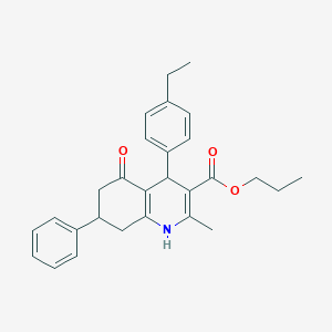 molecular formula C28H31NO3 B5112962 propyl 4-(4-ethylphenyl)-2-methyl-5-oxo-7-phenyl-1,4,5,6,7,8-hexahydro-3-quinolinecarboxylate 
