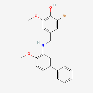 molecular formula C21H20BrNO3 B5113076 2-bromo-6-methoxy-4-{[(4-methoxy-3-biphenylyl)amino]methyl}phenol 
