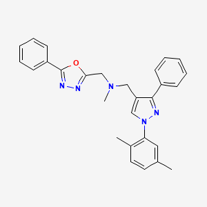 molecular formula C28H27N5O B5113156 1-[1-(2,5-dimethylphenyl)-3-phenyl-1H-pyrazol-4-yl]-N-methyl-N-[(5-phenyl-1,3,4-oxadiazol-2-yl)methyl]methanamine 