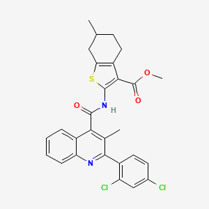 molecular formula C28H24Cl2N2O3S B5113227 methyl 2-({[2-(2,4-dichlorophenyl)-3-methyl-4-quinolinyl]carbonyl}amino)-6-methyl-4,5,6,7-tetrahydro-1-benzothiophene-3-carboxylate 