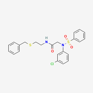 molecular formula C23H23ClN2O3S2 B5113241 N~1~-[2-(benzylthio)ethyl]-N~2~-(3-chlorophenyl)-N~2~-(phenylsulfonyl)glycinamide CAS No. 6448-23-3