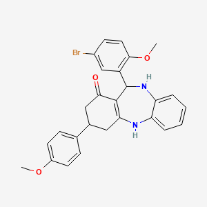 molecular formula C27H25BrN2O3 B5113251 11-(5-bromo-2-methoxyphenyl)-3-(4-methoxyphenyl)-2,3,4,5,10,11-hexahydro-1H-dibenzo[b,e][1,4]diazepin-1-one 