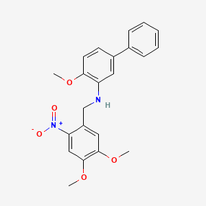 molecular formula C22H22N2O5 B5113275 (4,5-dimethoxy-2-nitrobenzyl)(4-methoxy-3-biphenylyl)amine 